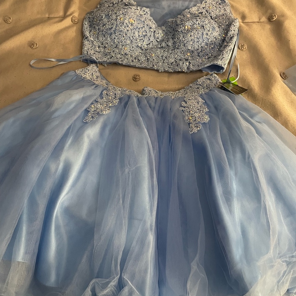 Baby blue, prom party two piece dress XL Junior